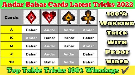 52 cards andar bahar tricks  If the first joker shows up on Andar, then all Andar bets will lose